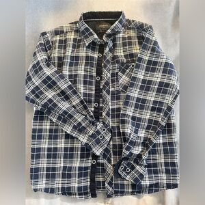 Boys size 10/12 Nomad Button Down Long Sleeve Shirt with blue and white plaid